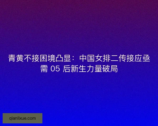 青黄不接困境凸显：中国女排二传接应亟需 05 后新生力量破局